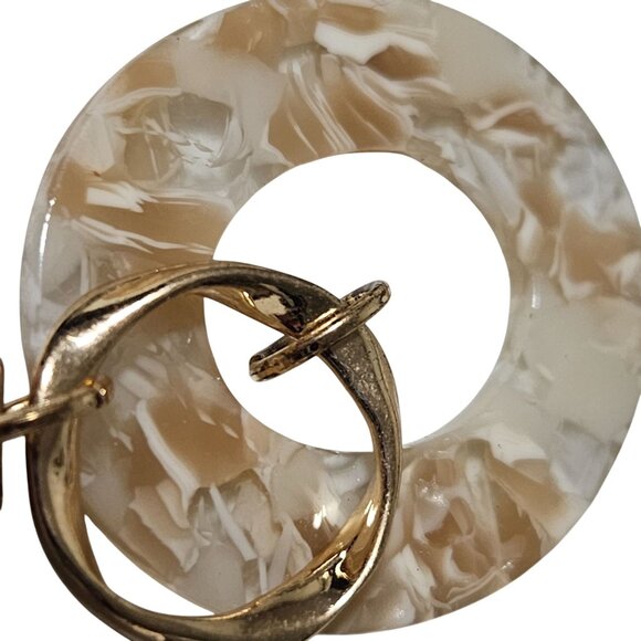 Goldtone Psalm 46:5 Cross Pendant Keychain Marbled Beige Acrylic Ring Religious - Picture 4 of 5